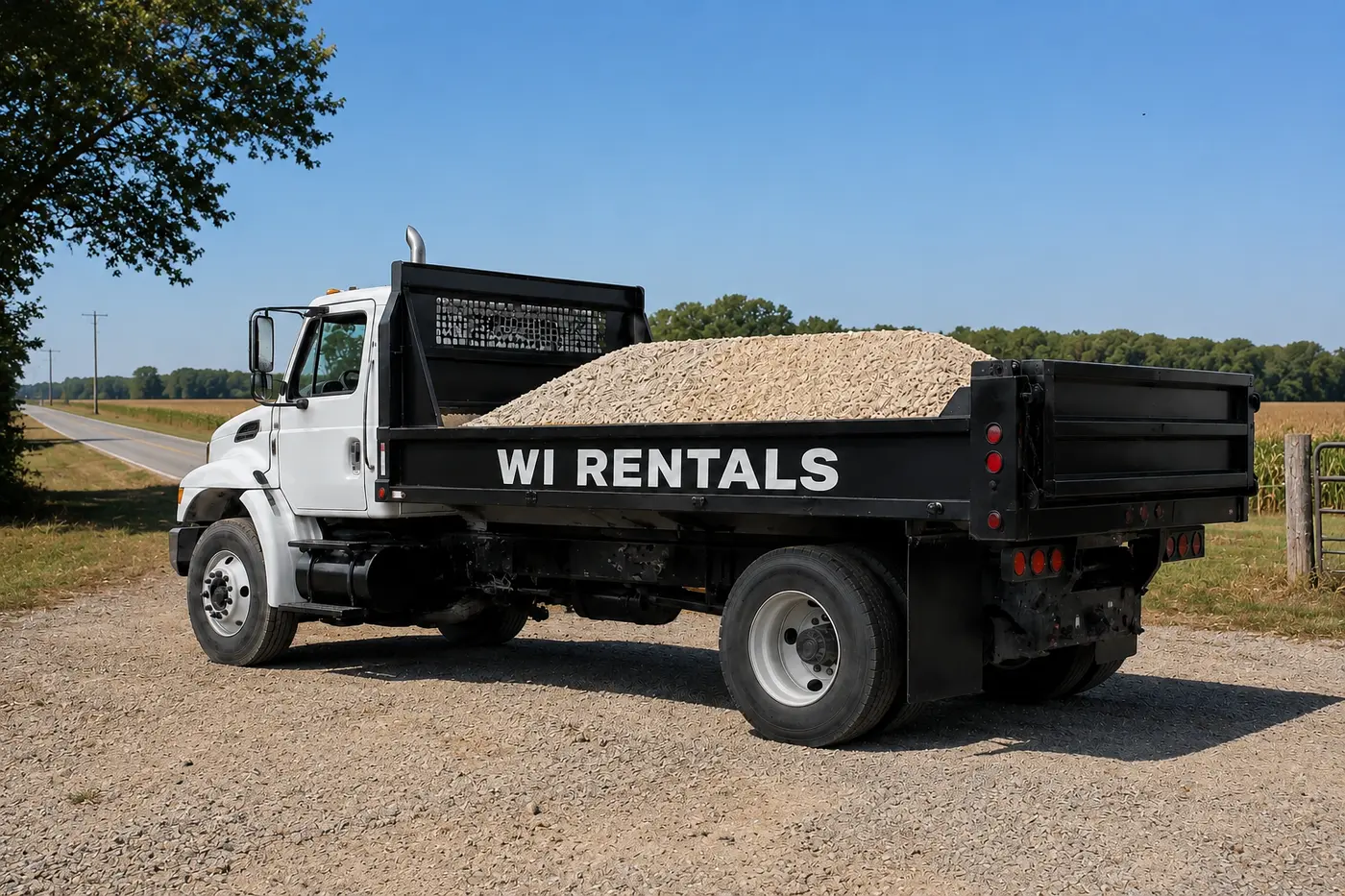 WI Rentals gravel hauling truck serving Central Arkansas