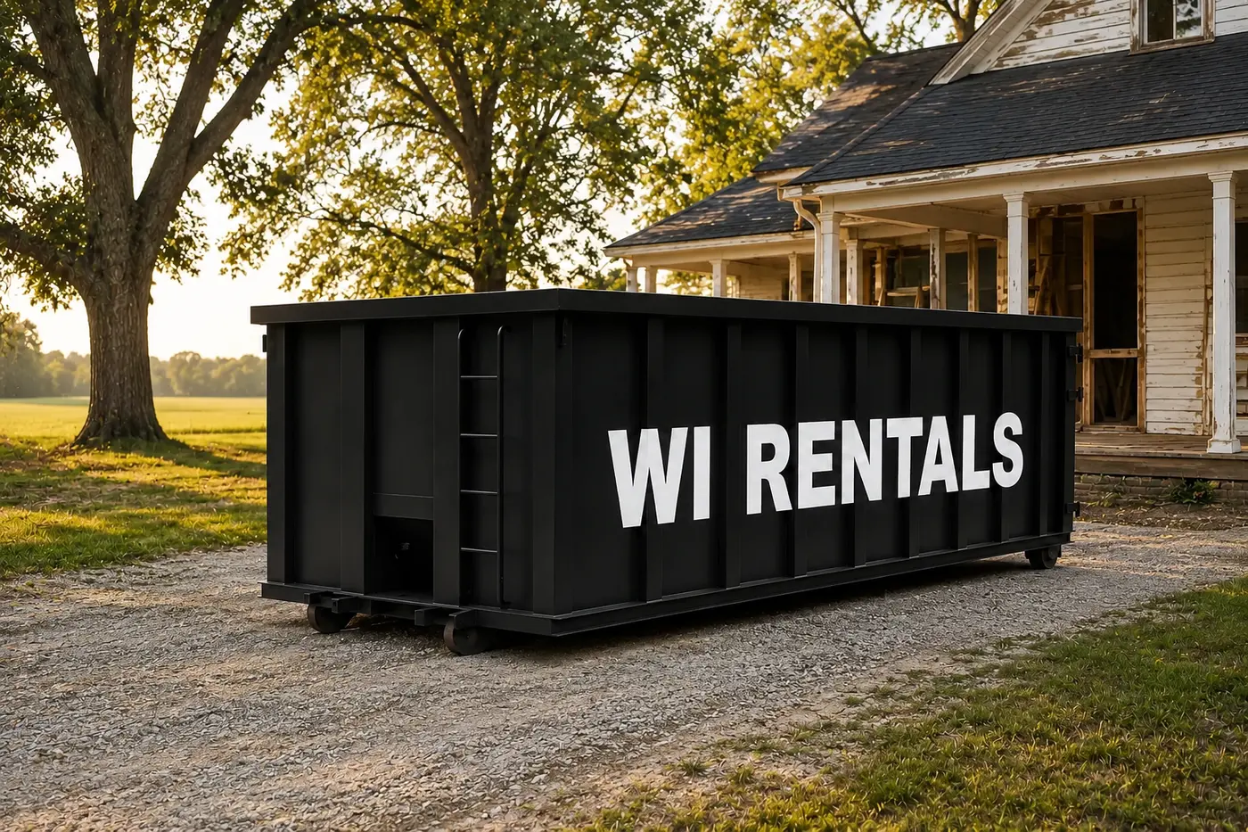WI Rentals dumpster at a residential improvement project
