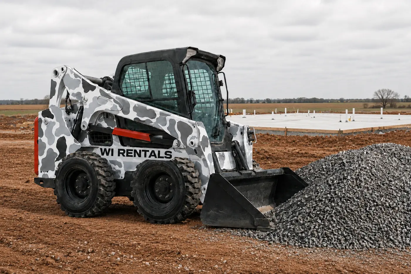 WI Rentals skid-steer equipment at an Arkansas job site